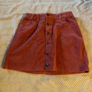 Pink ribbed button down skirt